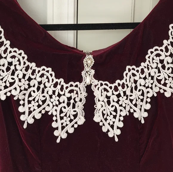 SOLD Scott McClintock Vintage Size 10 Velvet  Burgundy Formal Dress - Picture 8 of 10